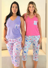 Pijama Capri Blusa Manga Sisa