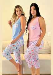 Pijama Capri Blusa Manga Sisa